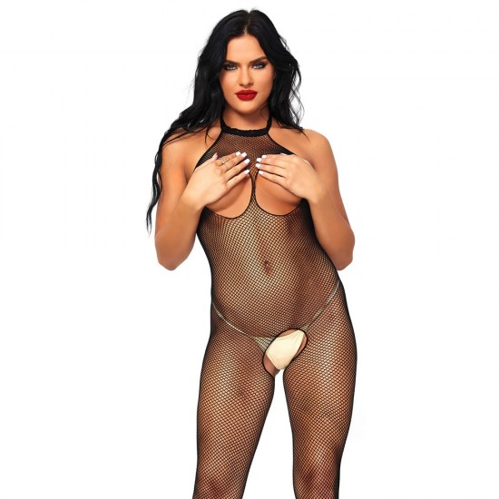 Leg Avenue Open Crotch And Bust Fishnet Bodystocking UK 8 to 14