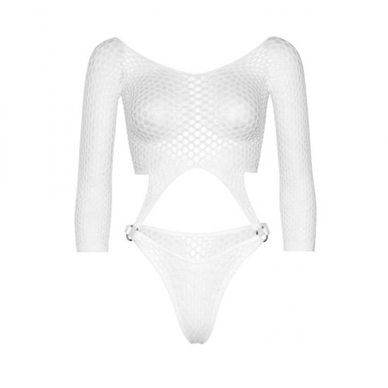 Leg Avenue Top Bodysuit with Thong White UK 8 to 14