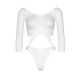 Leg Avenue Top Bodysuit with Thong White UK 8 to 14