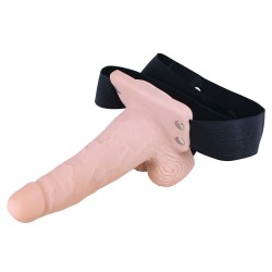 Erection Assistant Hollow Vibrating StrapOn 6 inch Flesh Pink
