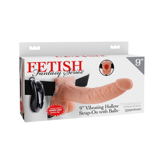Fetish Fantasy Series 9 Inch Vibrating Hollow Strap On Flesh