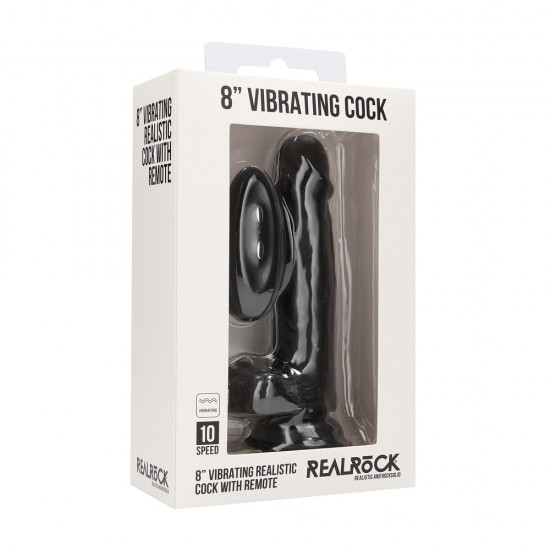 RealRock 8 Inch Vibrating Realistic Cock With Scrotum