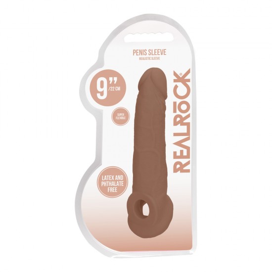 RealRock 9 Inch Penis Sleeve Flesh Tan