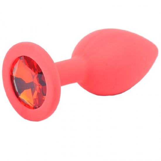 Small Red Jewelled Silicone Butt Plug