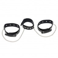 Leather Neck And Leg Chain Cuffs